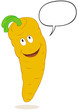 Vector talkative carrot cartoon character with speech bubble