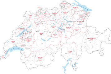  Schweiz, Kantone, Bezirke