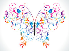 Abstract Colorful Rainbow Floral Butterfly