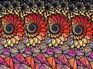 Wall Mural - Colorful stained glass spiral fractal