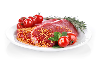 Wall Mural - raw meat with spice on plate