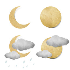 Wall Mural - weather grunge recycled paper craft stick on white background
