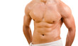 © cristovao31 - Wet muscular sexy man wrapped in the towel, isolated on white