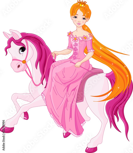 Obraz w ramie Princess riding horse