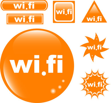 Wi Fi button set glossy icon