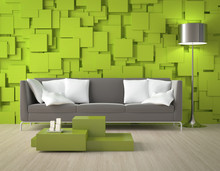 Green Blocks Wall And Furniture
