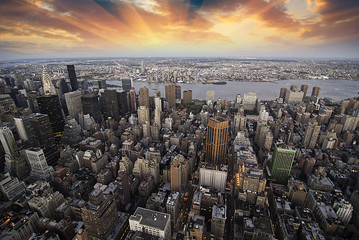 Canvas Print - Sunset over New York City Skyscrapers