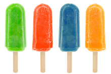 Four Colorful Popsicles Isolated On White Background.