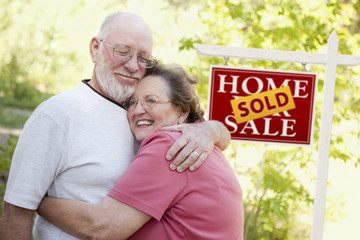 Wall Mural - Senior Couple in Front of Sold Real Estate Sign