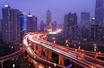 Wall Mural - traffic in city at night