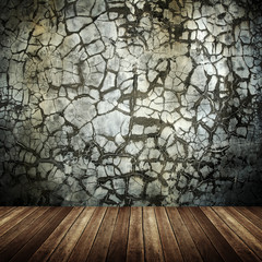 Canvas Print - grunge interior with cracked wall