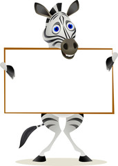 Wall Mural - zebra cartoon and blank sign