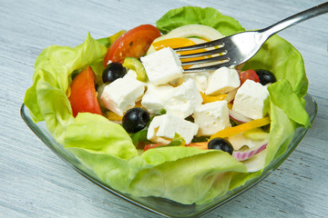 Wall Mural - greek   salad  with  feta  cheese