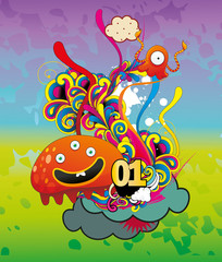 Wall Mural - mounstruos en vector