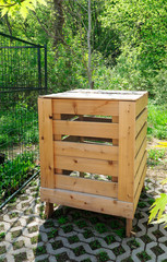 Wall Mural - wooden compost bin