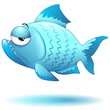 Pesce Cartoon Blu-Funny Cartoon Fish-Vector