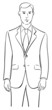 Vector drawing of a model wearing a tailored two piece suit