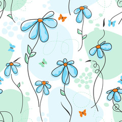 Wall Mural - Cute nature seamless pattern