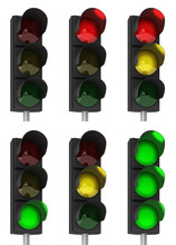 Traffic Light Combinations Over White Background