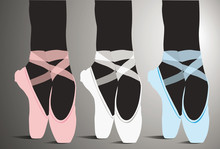 Detail Of Ballet Dancer´s Feet. Vector Illustration