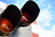Railway level crossing signal warning lights