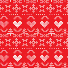 Folklore Seamless Pattern On Red Background