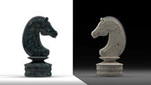 Stone Chess Horse Isolated 3d Render