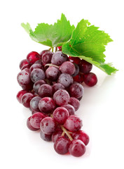 Wall Mural - Pink grape cluster isolated on white