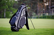 Golf sticks bag on golf course