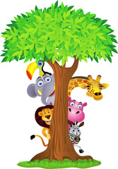 Obraz na płótnie drzewa ssak fauna zabawa komiks