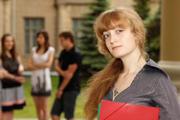 Sticker - student girl cheerful attractive outdoor