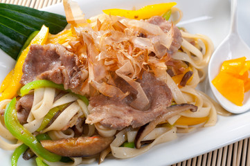 Canvas Print - noodles with meat and eggplant