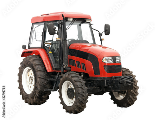 Fotografie, Obraz New red tractor isolated over white background