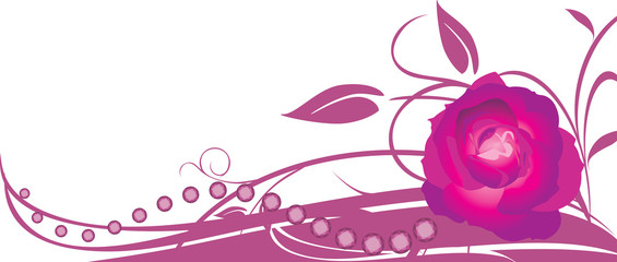 Wall Mural - Floral banner with rose