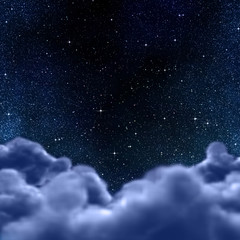 Poster - space or night sky through clouds