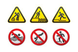Fototapeta  - Warning Hazard and Prohibited Signs, vector