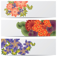 Canvas Print - abstract floral vector headers, origami style