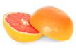 grapefruit cut in half over white background