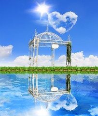 Wall Mural - arch and beautiful lake in the sky