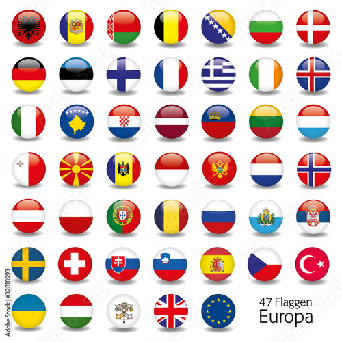 Naklejka dekoracyjna Europa Flaggen Fahnen Set Buttons Icons Sprachen 5