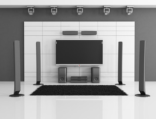 Wall Mural - black and white home theater