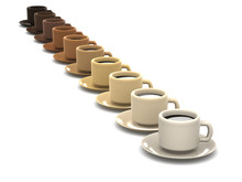 3d Row Of Coffee Cups