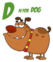 Dog Cartoon Character With Letter D
