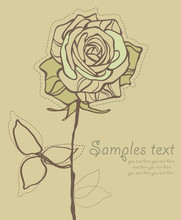 Retro Card With Stylized Rose Vector
