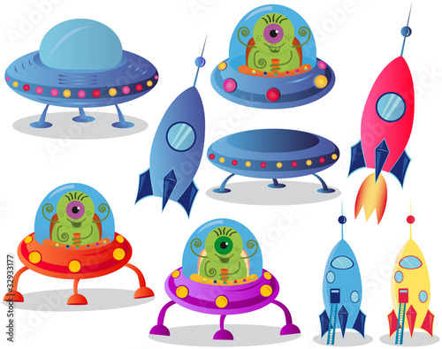 Obraz w ramie spaceships on a white background