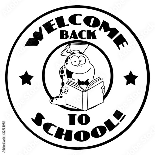 Black And White Reading Worm On A Welcome Back To School Circle Stock Vector Adobe Stock