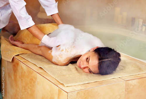 Naklejka - mata magnetyczna na lodówkę Woman in hammam or turkish bath