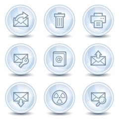 Wall Mural - E-mail web icons set 2, light blue glossy circle  buttons