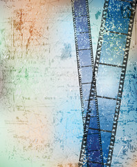 Poster - grungy background with damaged filmstrips. eps10 vector