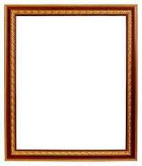 Sticker - Gold and wood frame on white background